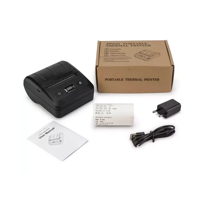 Impresora térmica portátil 80mm con interfaz Bluetooth + USB