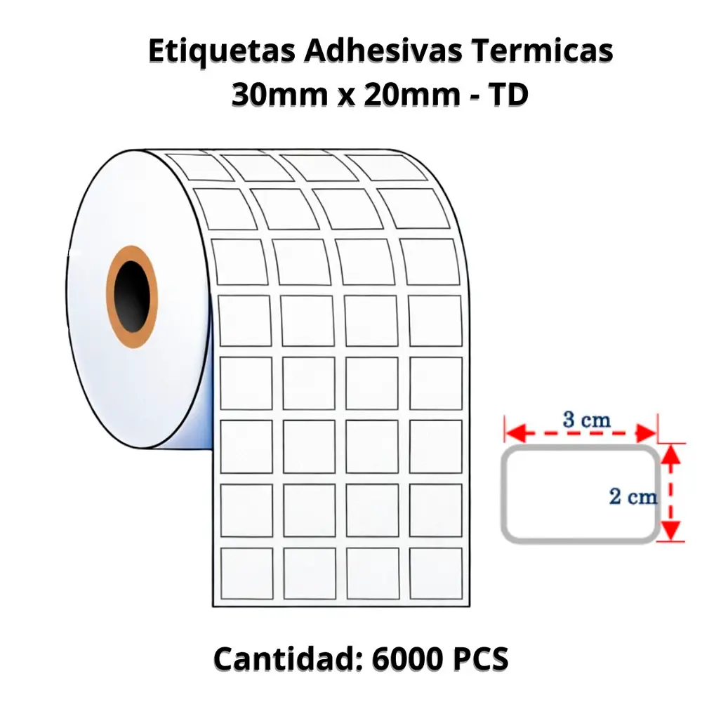 Etiquetas Adhesivas Termicas 30mm x 20mm - TD