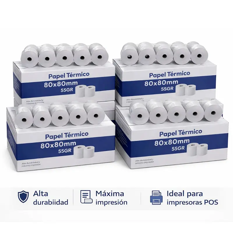 100 Rollos De Papel Térmico 80mm X 80mm (Contómetros )